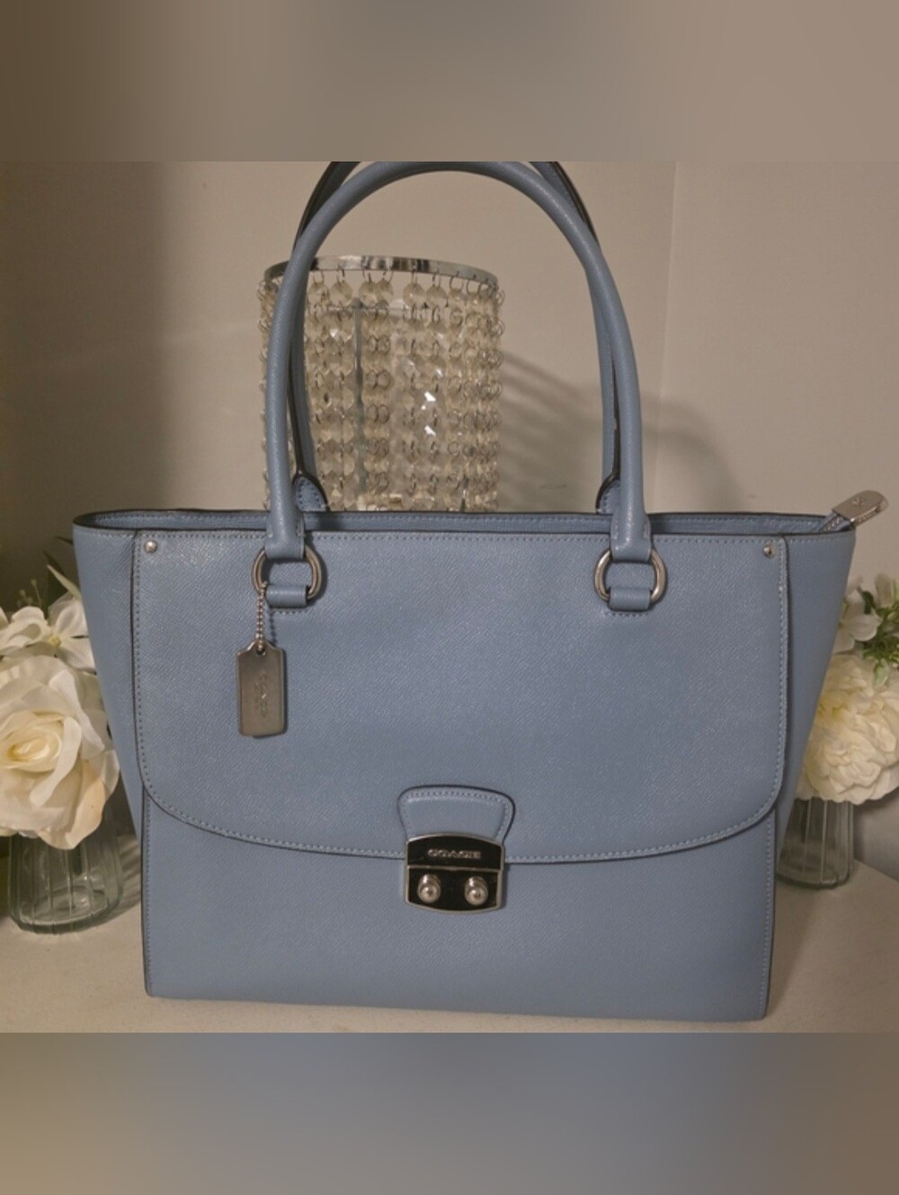 Coach Blue Leather Tote Bag